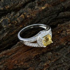Anna Yellow Gemstone Halo Ring with Diamond Accent