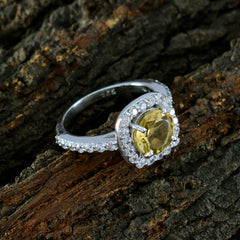 Hannah Yellow Gemstone Halo Ring with Diamond Accents