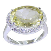 Riley Yellow Gemstone Halo Ring with Silver Band Lemon Quartz Yellow