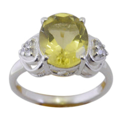 Julia Yellow Gemstone Halo Ring with Silver Band Lemon Quartz Yellow