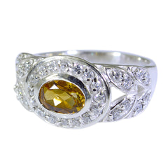 Katarina Yellow Gemstone Halo Ring with Silver Details Citrine Yellow