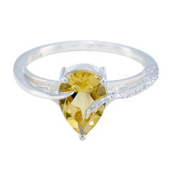 Evelyn Yellow Gemstone Halo Ring with Silver Band Citrine Yellow