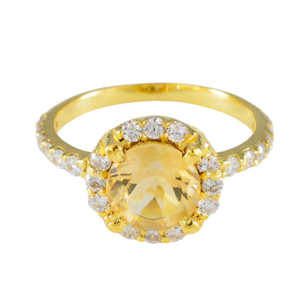 Meera Yellow Gemstone Halo Ring with Sparkling Accents Citrine Yellow