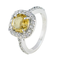 Hannah Yellow Gemstone Halo Ring with Diamond Accents