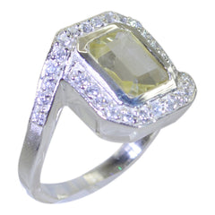 Elena Yellow Gemstone Halo Ring with Silver Accent