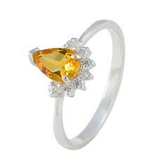Ha-eun Yellow Gemstone Halo Ring with Silver Band