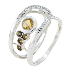Priya Yellow Gemstone Halo Ring with Diamond Accents Citrine Yellow