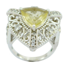 Carolina Yellow Gemstone Halo Ring with Intricate Silver Design Lemon Quartz Yellow