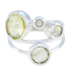 Josephine yellow gemstone ring for women with multiple faceted stones set in silver band