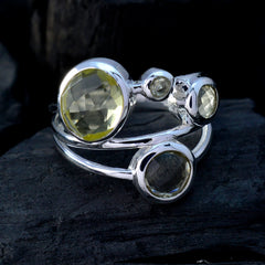 Josephine yellow gemstone ring for women with multiple faceted yellow stones set in silver band