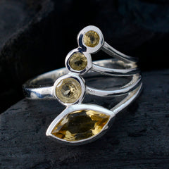 Aurora yellow gemstone ring for women with multiple yellow stones set in silver band