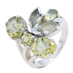 Aria yellow gemstone ring for women with multiple oval and marquise faceted stones in silver setting
