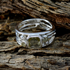 Dewi silver ring with square yellow gemstone and multiple smaller stones yellow gemstone ring for women