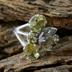 Aria yellow gemstone ring for women with multiple faceted stones set in silver band