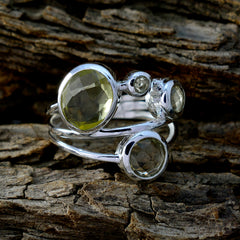 Josephine elegant yellow gemstone ring for women with multiple faceted stones on silver band
