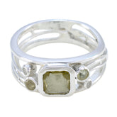 Dewi silver ring featuring a yellow gemstone ring for women with a square center stone and decorative accents