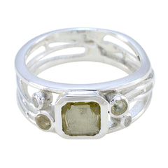 Dewi silver ring featuring a yellow gemstone ring for women with a square center stone and decorative accents