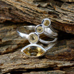 Aurora yellow gemstone ring for women with multiple faceted yellow stones in silver setting