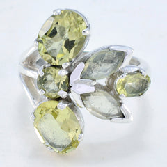 Aria yellow gemstone ring for women featuring multiple oval and marquise stones in silver setting