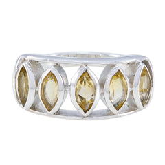 Natalie yellow gemstone ring with marquise-cut stones set in silver band