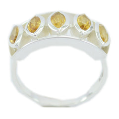 Natalie silver band ring with multiple yellow gemstone ring accents in marquise shapes