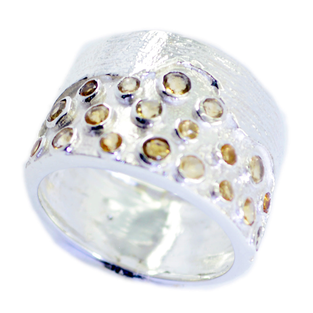 Abigail Yellow Gemstone Signet Ring Silver Band Citrine Yellow