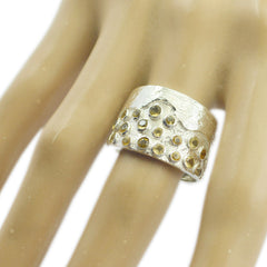 Abigail Yellow Gemstone Signet Ring Silver Band