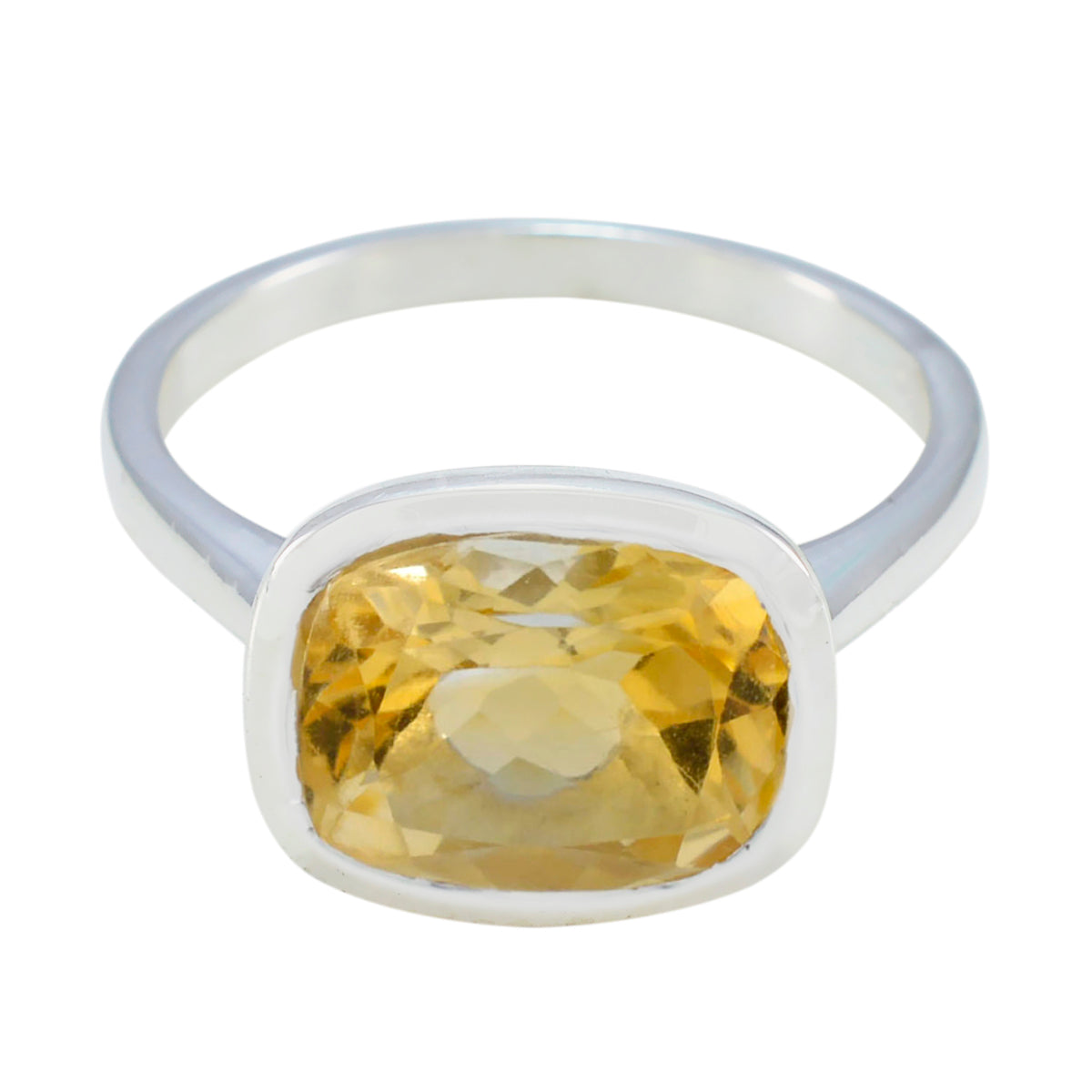 Antonia Yellow Gemstone Solitaire Ring in Silver Citrine Yellow