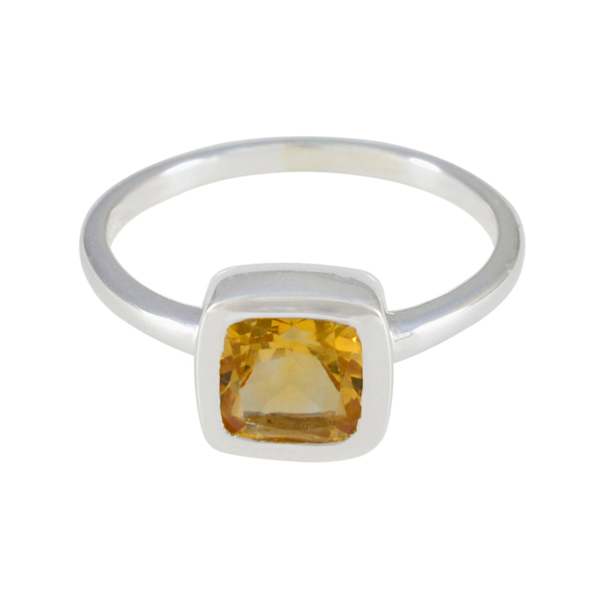 Ying Yellow Gemstone Solitaire Ring in Sterling Silver Citrine Yellow