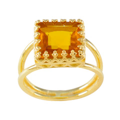 Maya Yellow Gemstone Solitaire Ring in Gold Tone