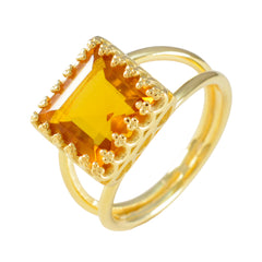 Maya Yellow Gemstone Solitaire Ring in Gold Tone