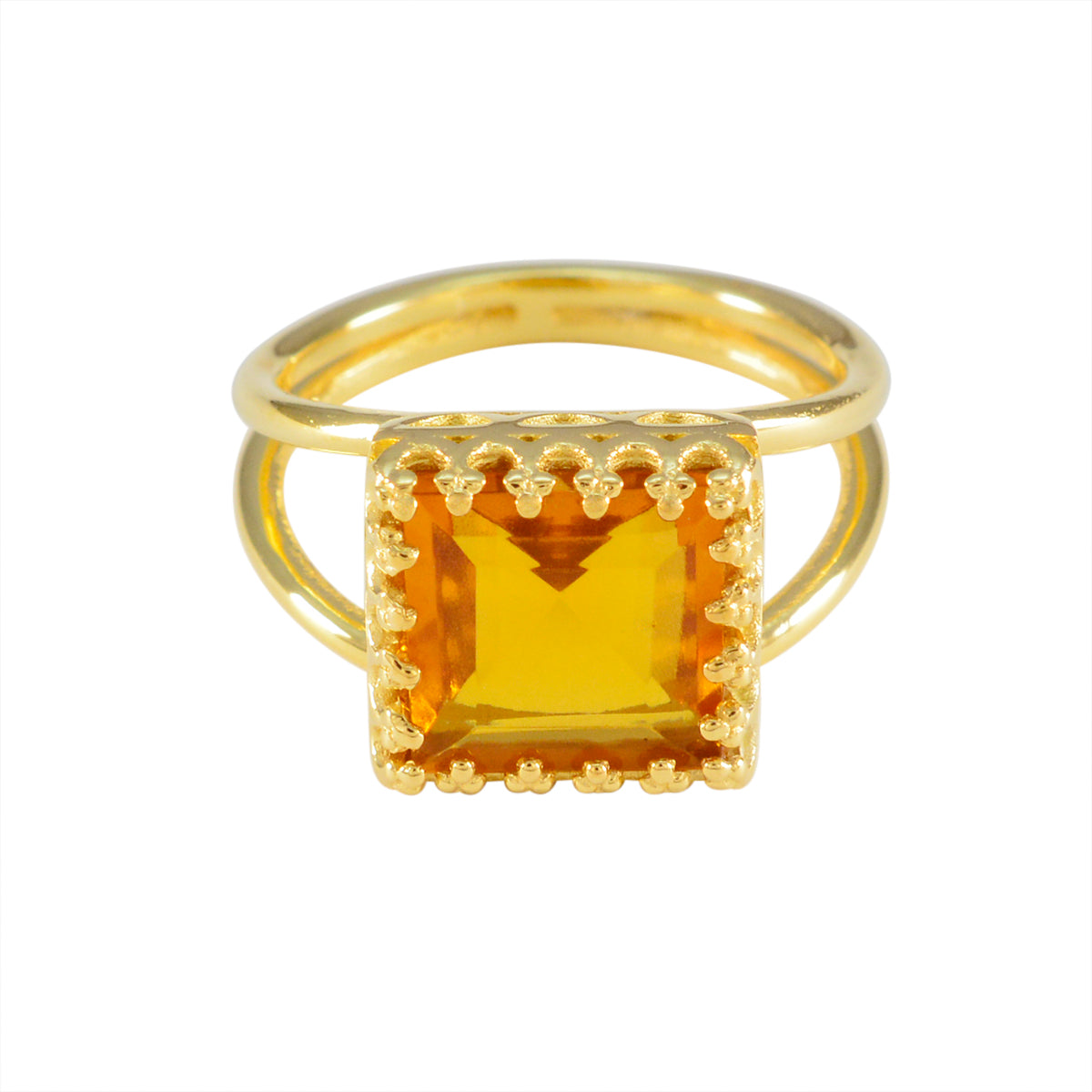 Maya Yellow Gemstone Solitaire Ring in Gold Tone Citrine CZ Yellow