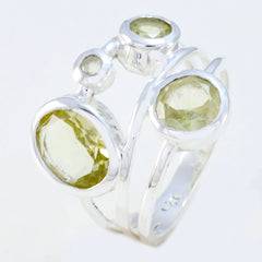 Julia yellow gemstone statement ring sterling silver triple faceted stones open split band