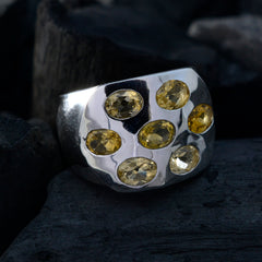 Dewi silver ring featuring multiple yellow gemstones in a yellow gemstone statement ring design