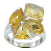 Yasmin yellow gemstone statement ring sterling silver cluster with pear and cushion cut yellow gems