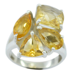 Yasmin yellow gemstone statement ring sterling silver cluster with pear and cushion cut yellow gems