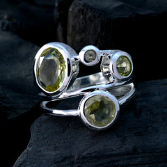 Julia sterling silver wrap ring with three faceted yellow stones in bezel settings yellow gemstone statement ring