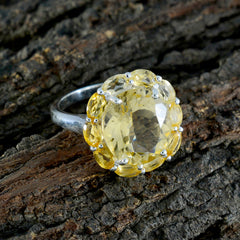 Lili yellow gemstone statement ring with large oval yellow stones set on silver band