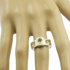 Aisha Yellow Gemstone Statement Ring in Silver