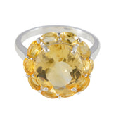 Lili yellow gemstone statement ring with multiple oval yellow stones set in silver band