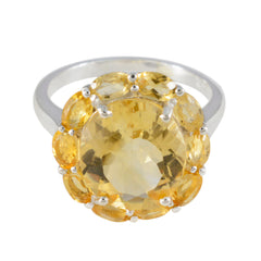 Lili yellow gemstone statement ring with multiple oval yellow stones set in silver band