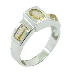 Aisha Yellow Gemstone Statement Ring in Silver Citrine Yellow