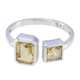 Olivia yellow gemstone toi et moi ring with two rectangular yellow stones in silver band