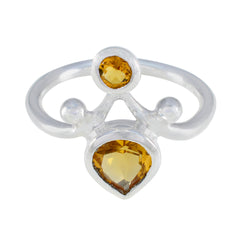 Rosa yellow gemstone toi et moi ring with two yellow gemstones set in silver band