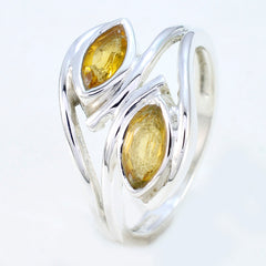 Ines yellow gemstone toi et moi ring with two marquise-cut yellow stones set in silver band