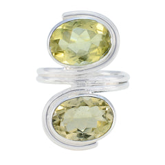 Ellie yellow gemstone toi et moi ring with two oval faceted stones set in silver band