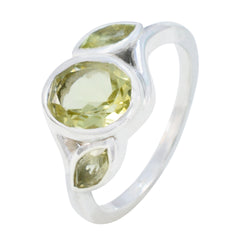 Fernanda silver ring with yellow gemstone trilogy ring design featuring three yellow gemstones