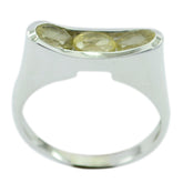 Siti yellow gemstone trilogy ring with three oval yellow stones set in a sleek silver band