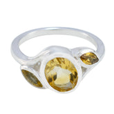 Riley sterling silver yellow gemstone trilogy ring with central round citrine and two marquise side stones