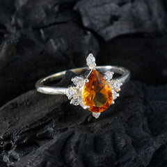 Soo-jin Yellow Halo Gemstone Ring with Silver Band